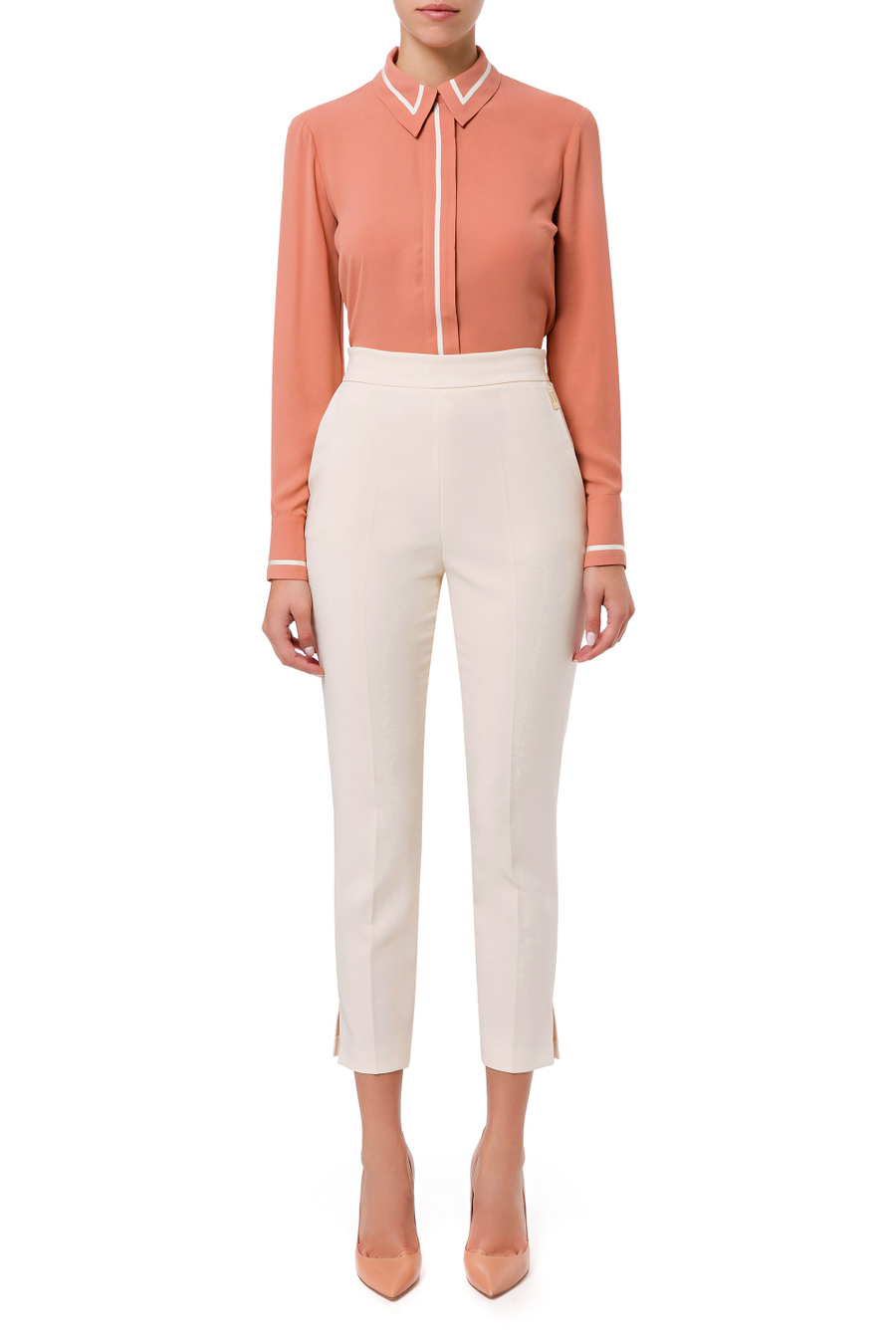 Blouse with contrasting piping - Elisabetta Franchi® Outlet