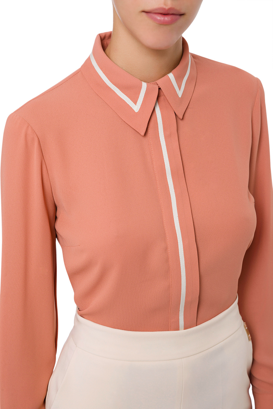 Blouse with contrasting piping - Elisabetta Franchi® Outlet