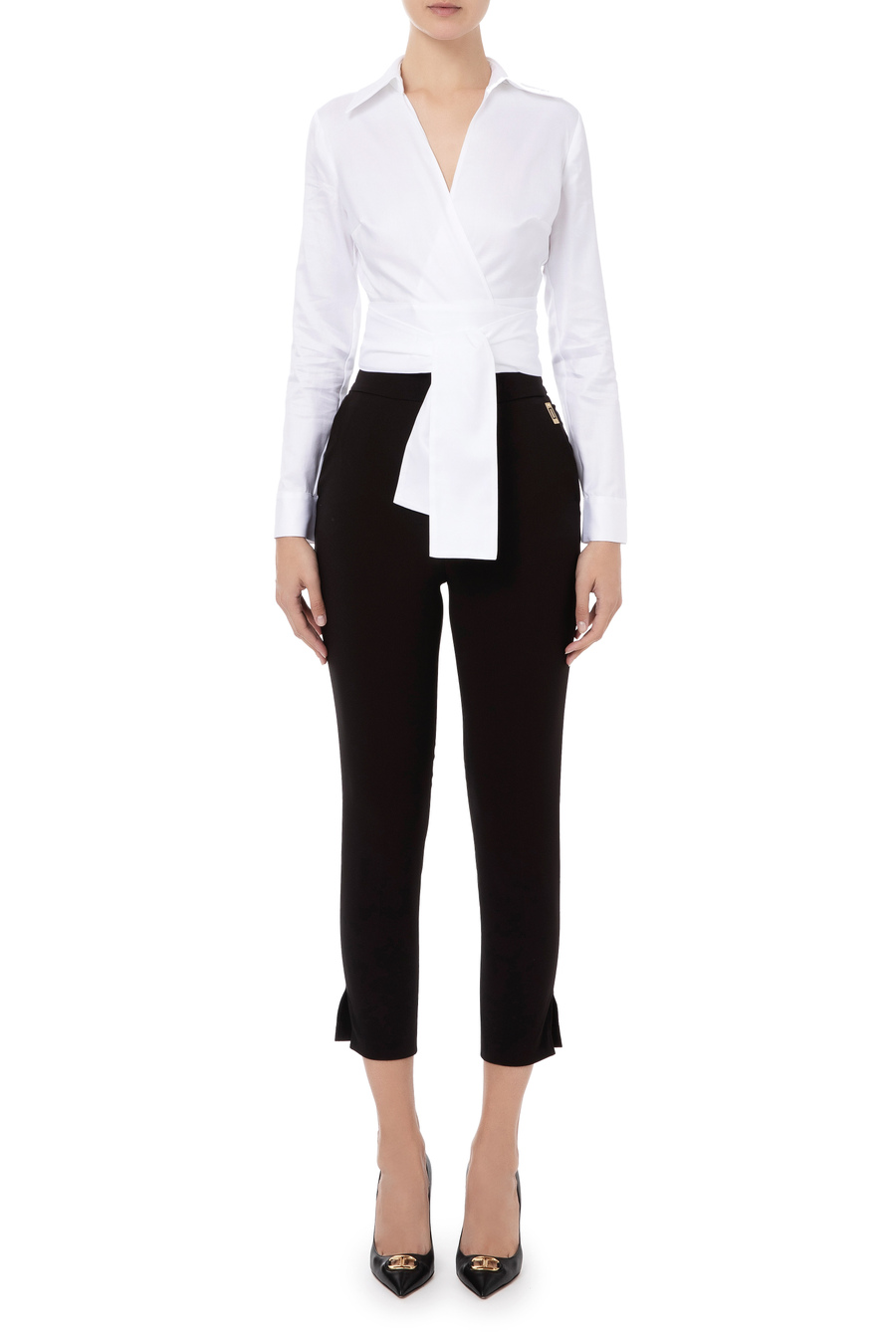 Shrug blouse with maxi bow - Elisabetta Franchi® Outlet