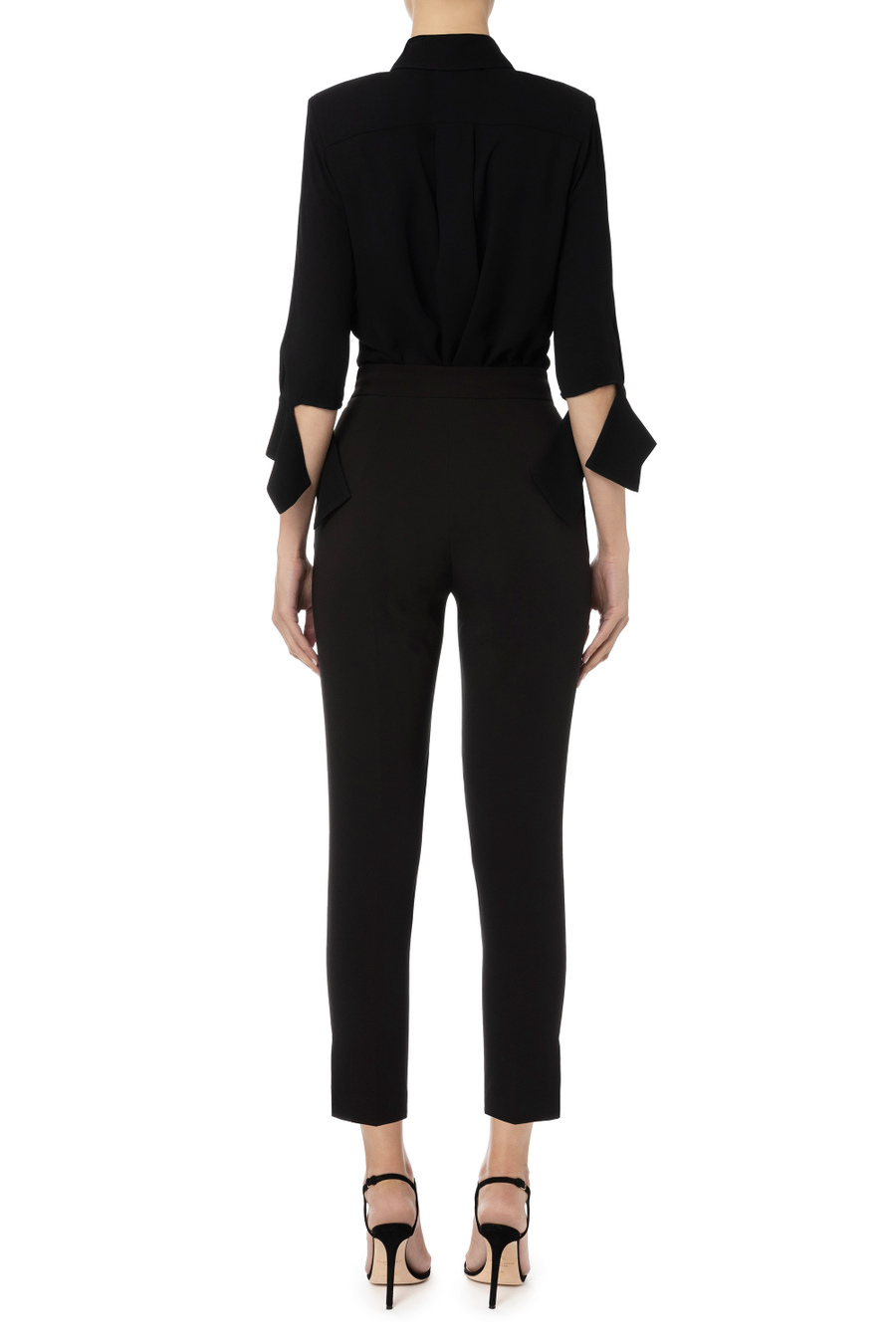 Blouse in georgette fabric with charms logo - Elisabetta Franchi® Outlet