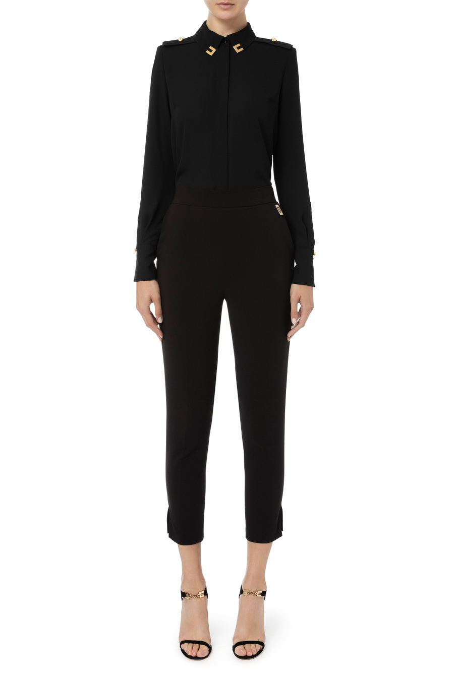 Elisabetta Franchi blouse with logoed collar - Elisabetta Franchi® Outlet
