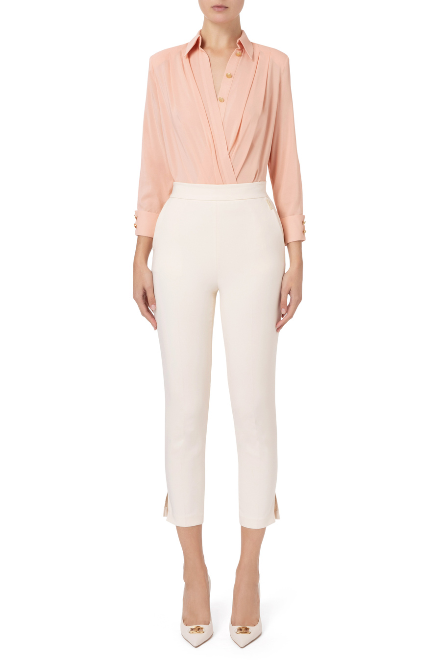 Crossover bodysuit-style blouse - Elisabetta Franchi® Outlet