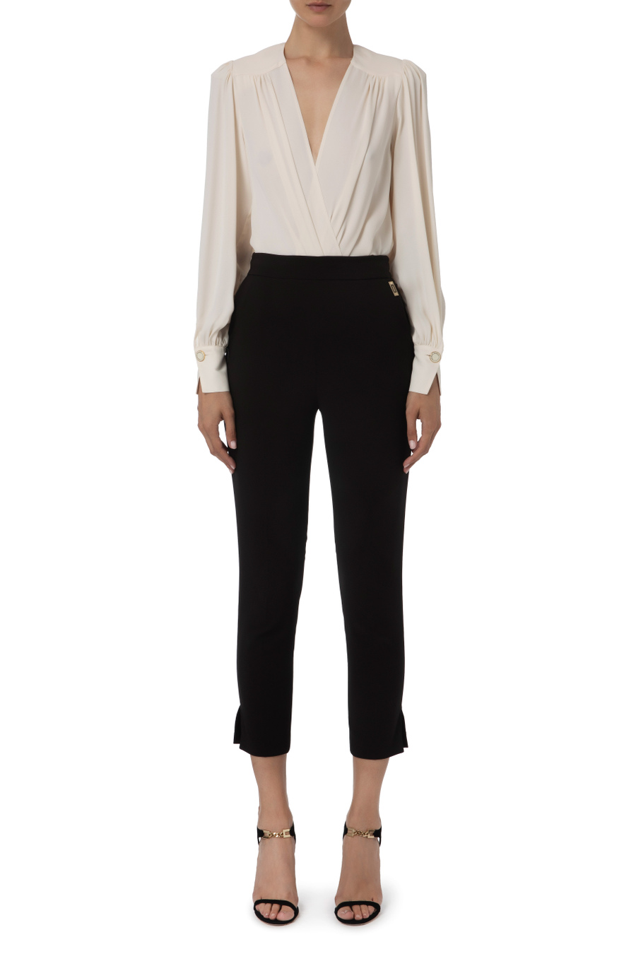 Draped bodysuit-style blouse in georgette fabric - Elisabetta Franchi® Outlet