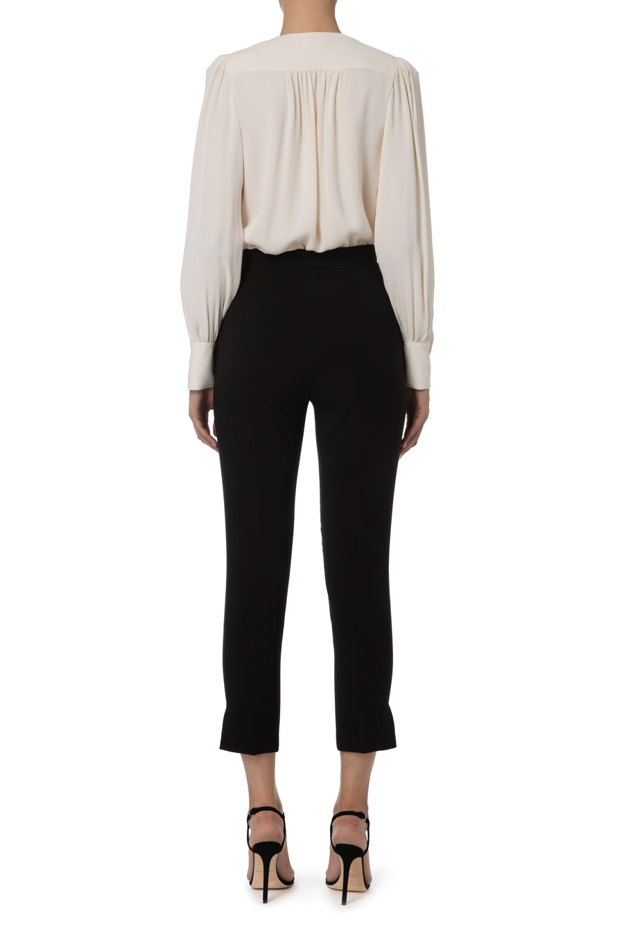 Draped bodysuit-style blouse in georgette fabric - Elisabetta Franchi® Outlet