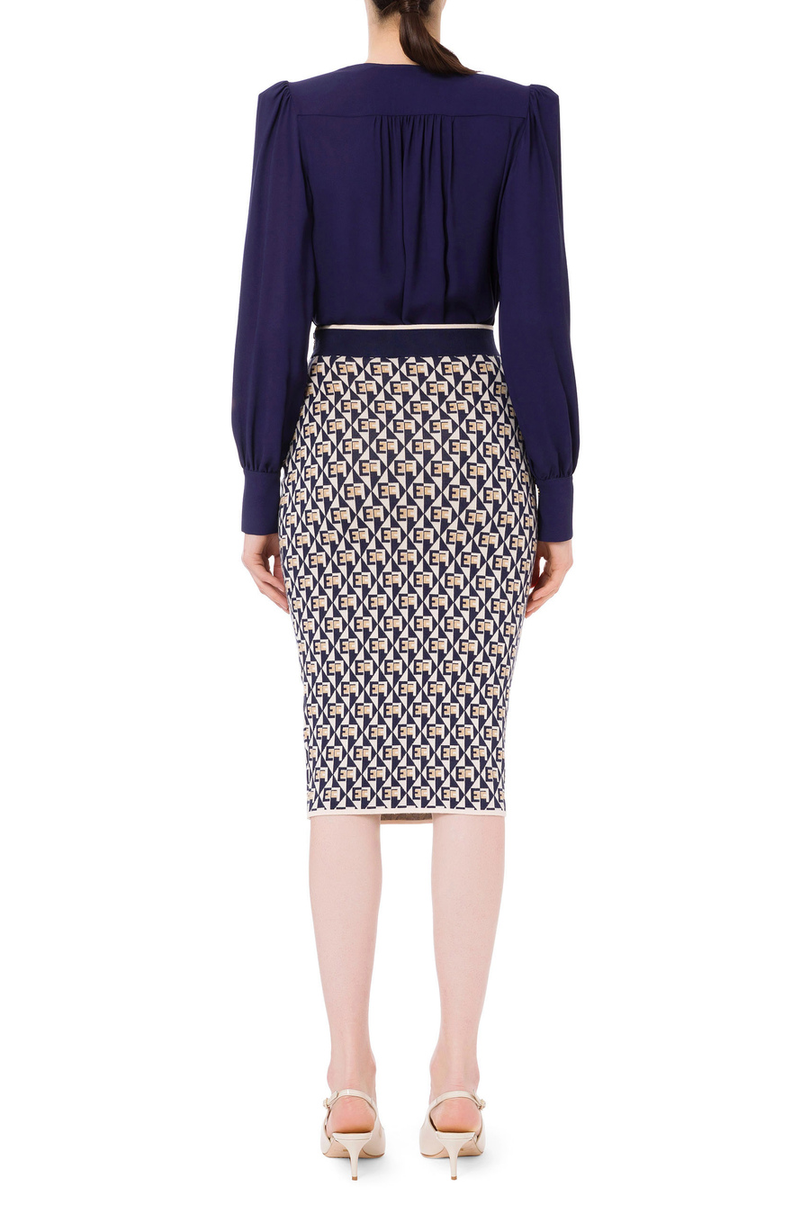 Draped bodysuit-style blouse in georgette fabric - Elisabetta Franchi® Outlet