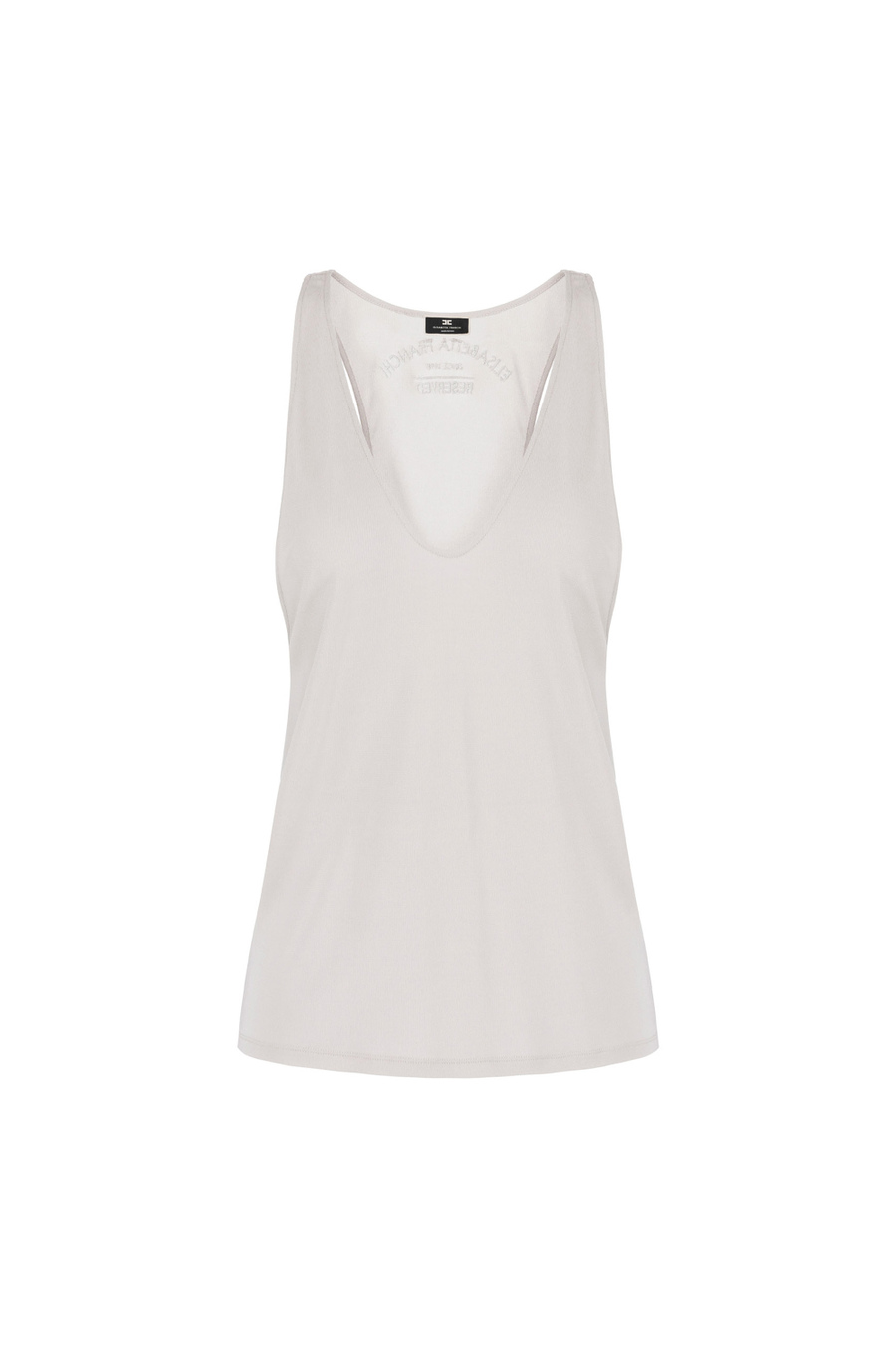 Top in jersey con ricamo logo - Elisabetta Franchi® Outlet