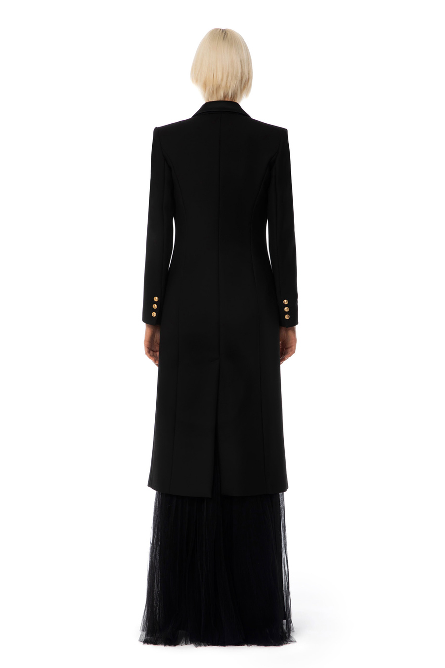Tuxedo-cut crêpe coat - Elisabetta Franchi® Outlet