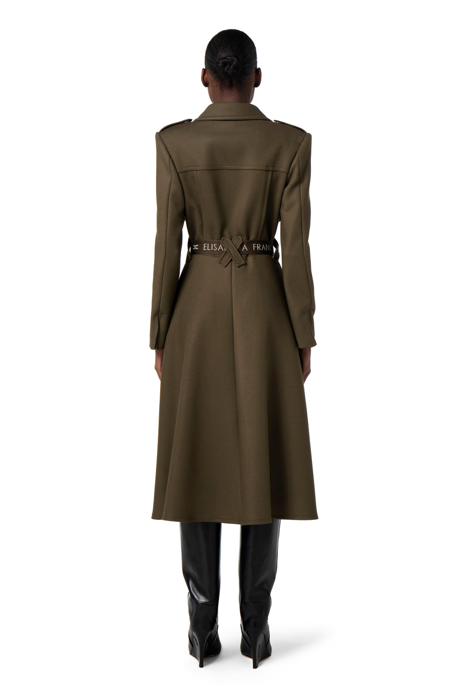 Frock coat-cut crêpe coat - Elisabetta Franchi® Outlet