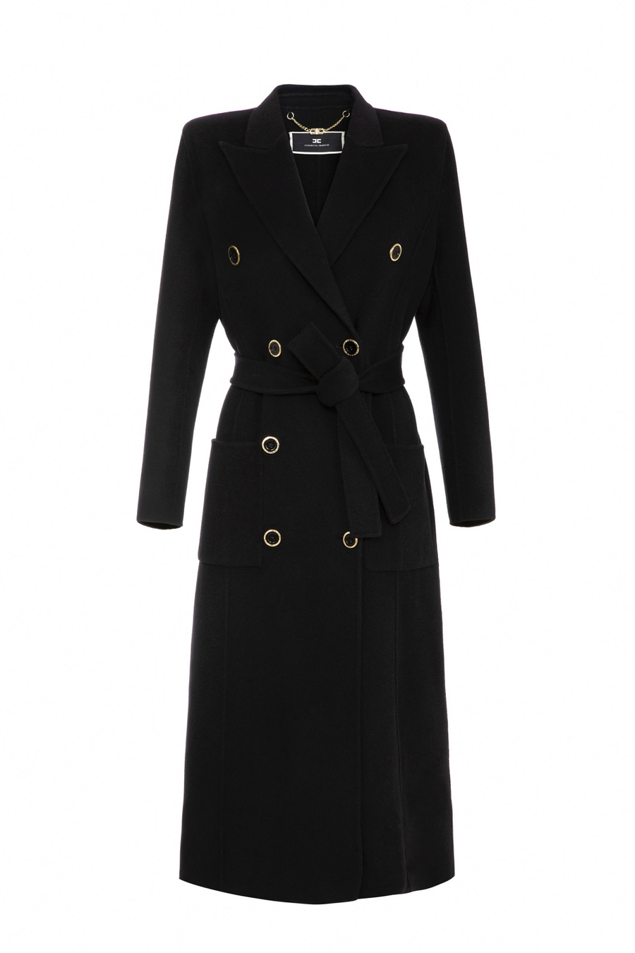 Straight-cut pure wool coat - Elisabetta Franchi® Outlet