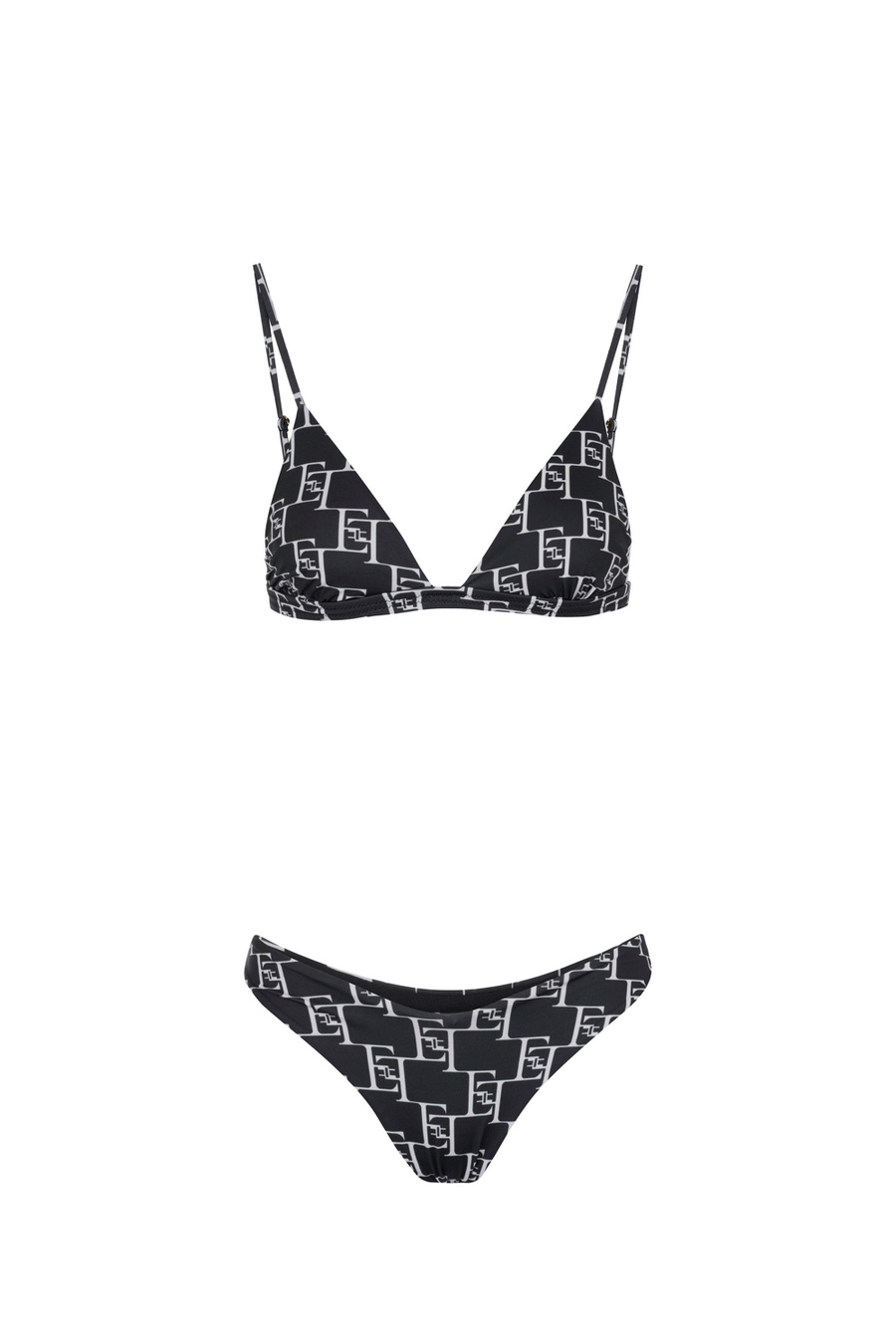Maillot de bain deux pièces en lycra imprimé logo - Elisabetta Franchi® Outlet