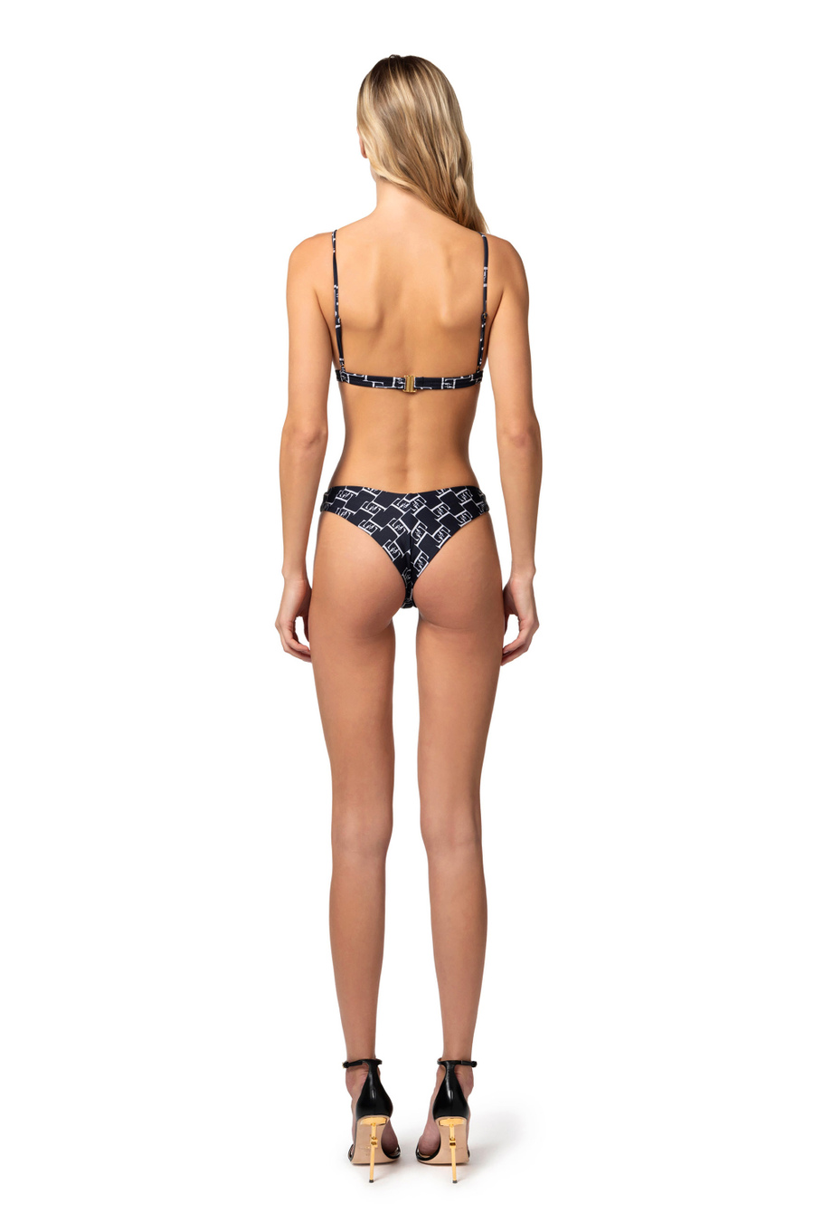 Maillot de bain deux pièces en lycra imprimé logo - Elisabetta Franchi® Outlet