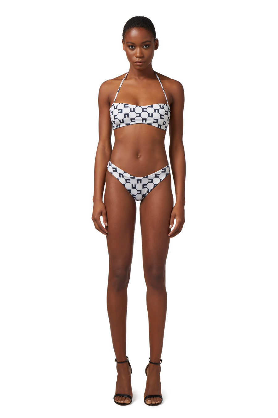 Two-piece Lycra swimsuit with double C logo print - Elisabetta Franchi® Outlet