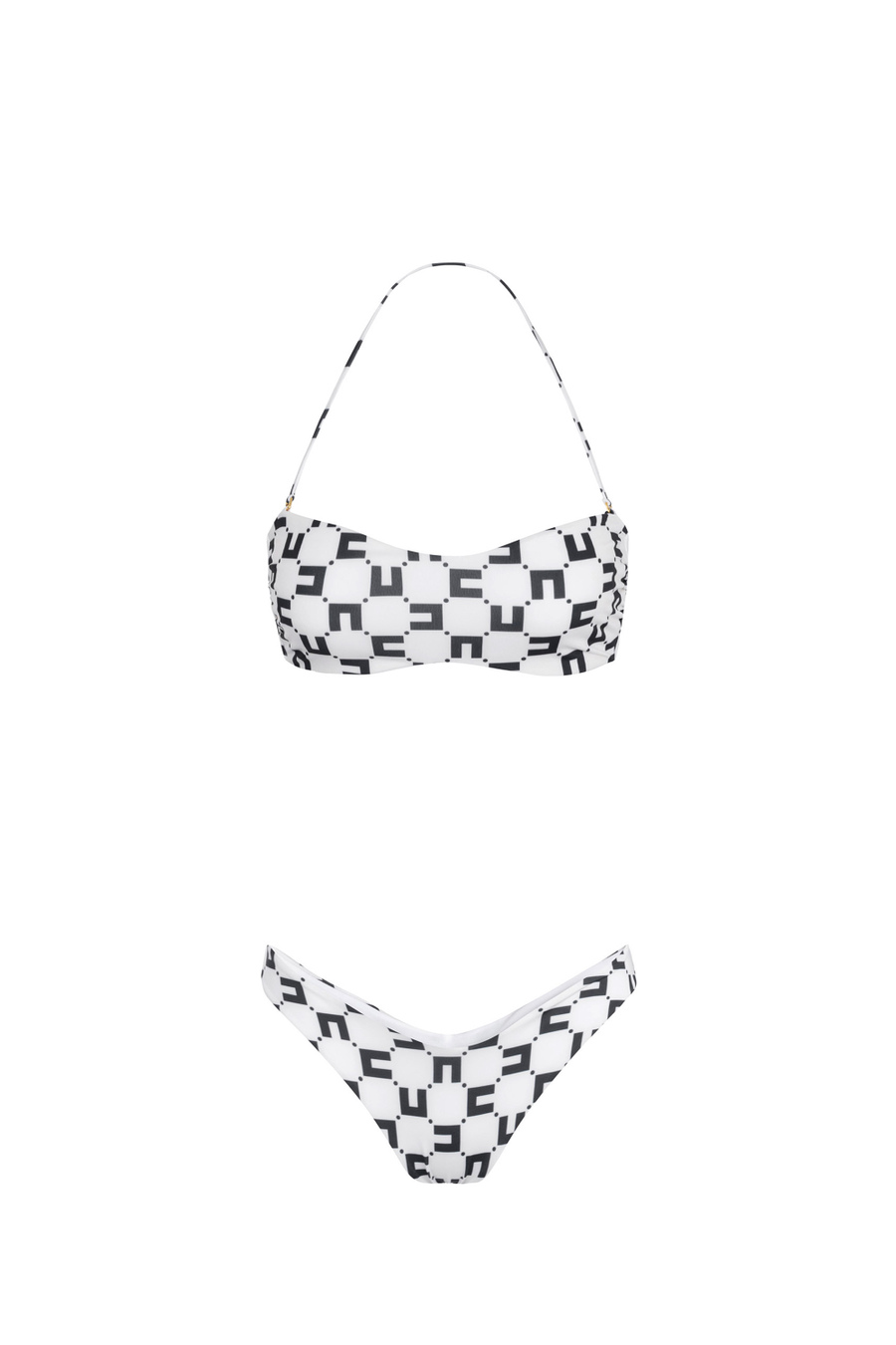 Two-piece Lycra swimsuit with double C logo print - Elisabetta Franchi® Outlet