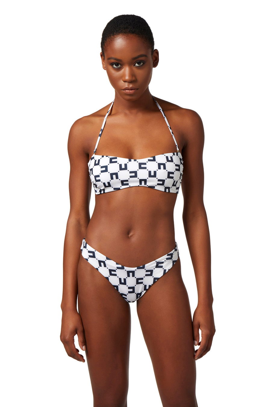 Two-piece Lycra swimsuit with double C logo print - Elisabetta Franchi® Outlet