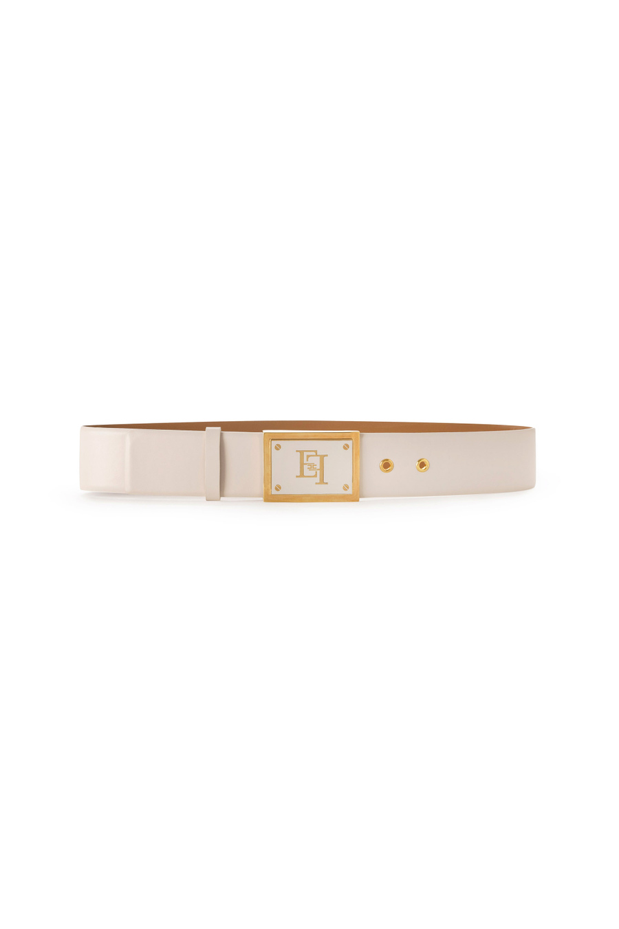 Faux leather wide belt with box buckle - Elisabetta Franchi® Outlet