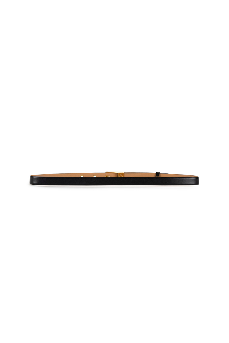 Faux leather thin belt with box buckle - Elisabetta Franchi® Outlet