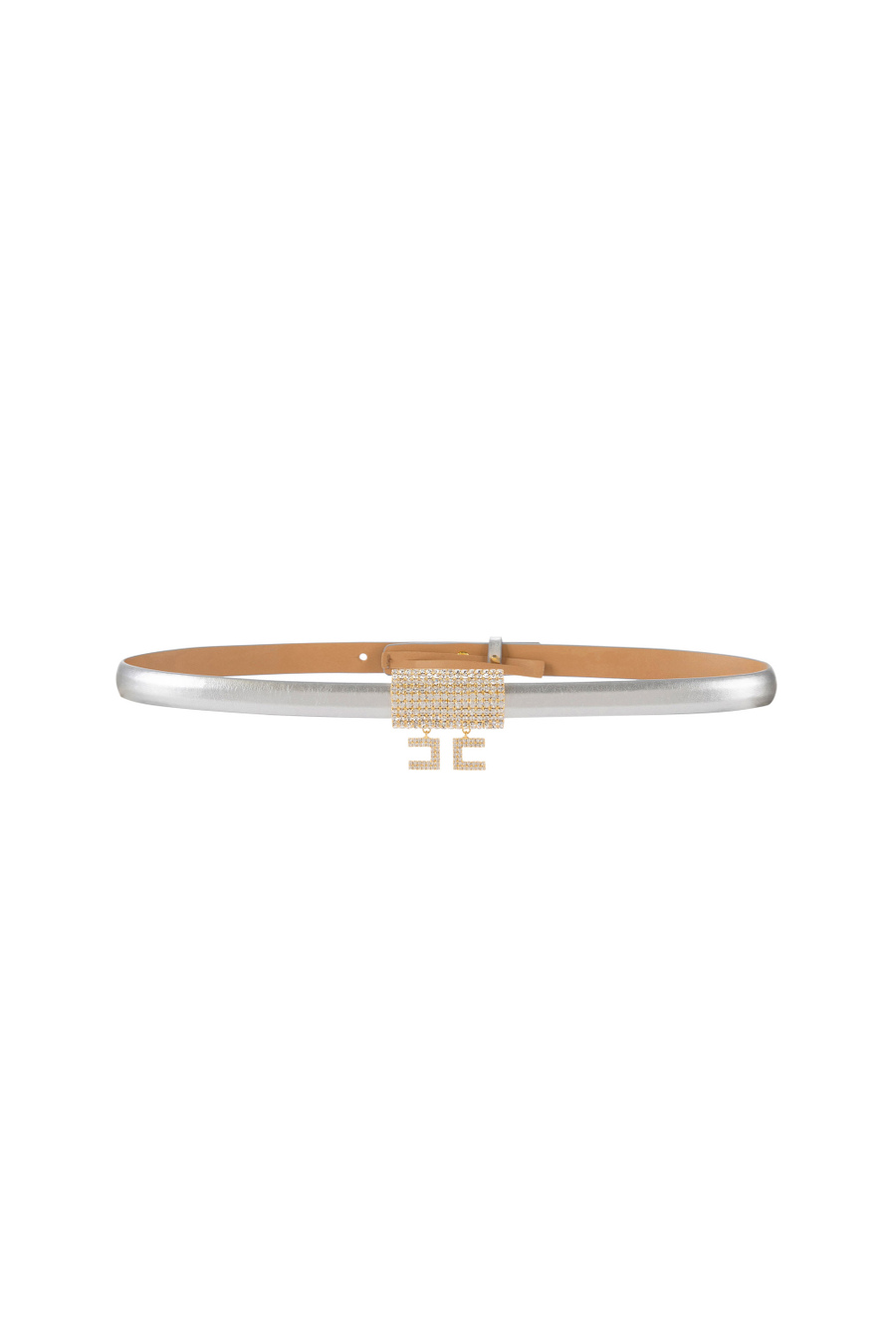 Cintura sottile in pelle sintetica con fibbia strass - Elisabetta Franchi® Outlet