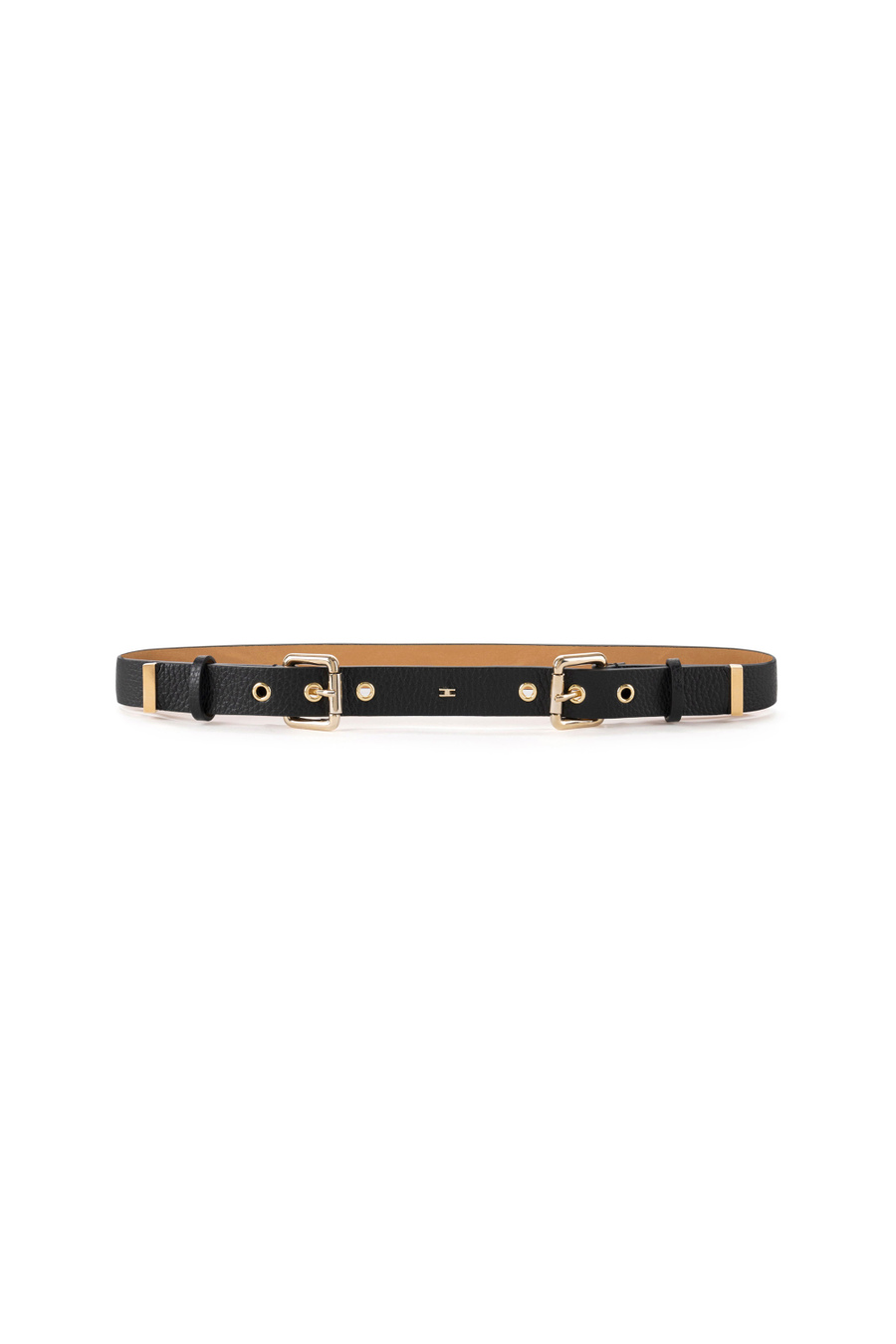 Faux leather thin belt with eyelets - Elisabetta Franchi® Outlet