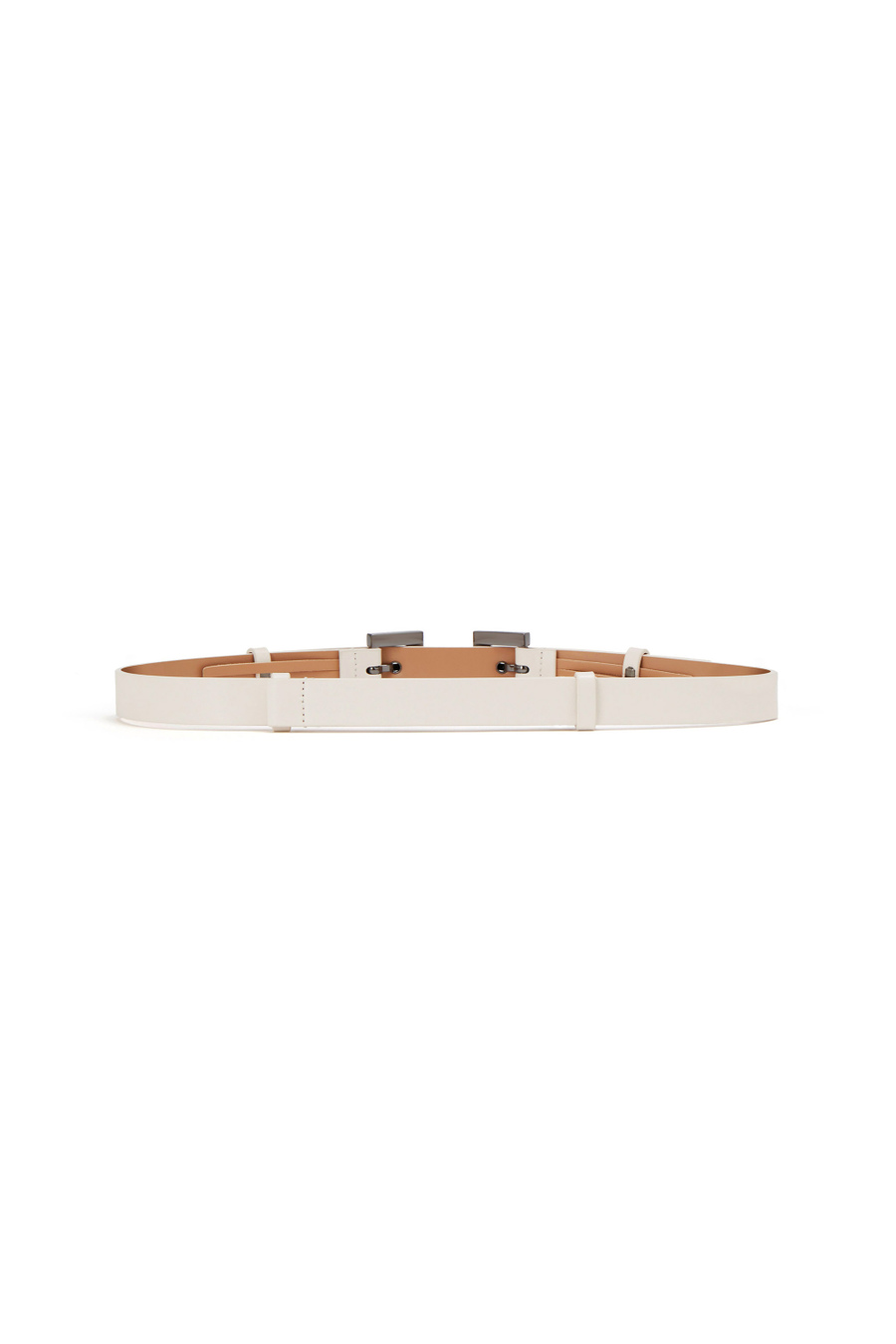 Ceinture fine en cuir synthétique avec double boucle - Elisabetta Franchi® Outlet