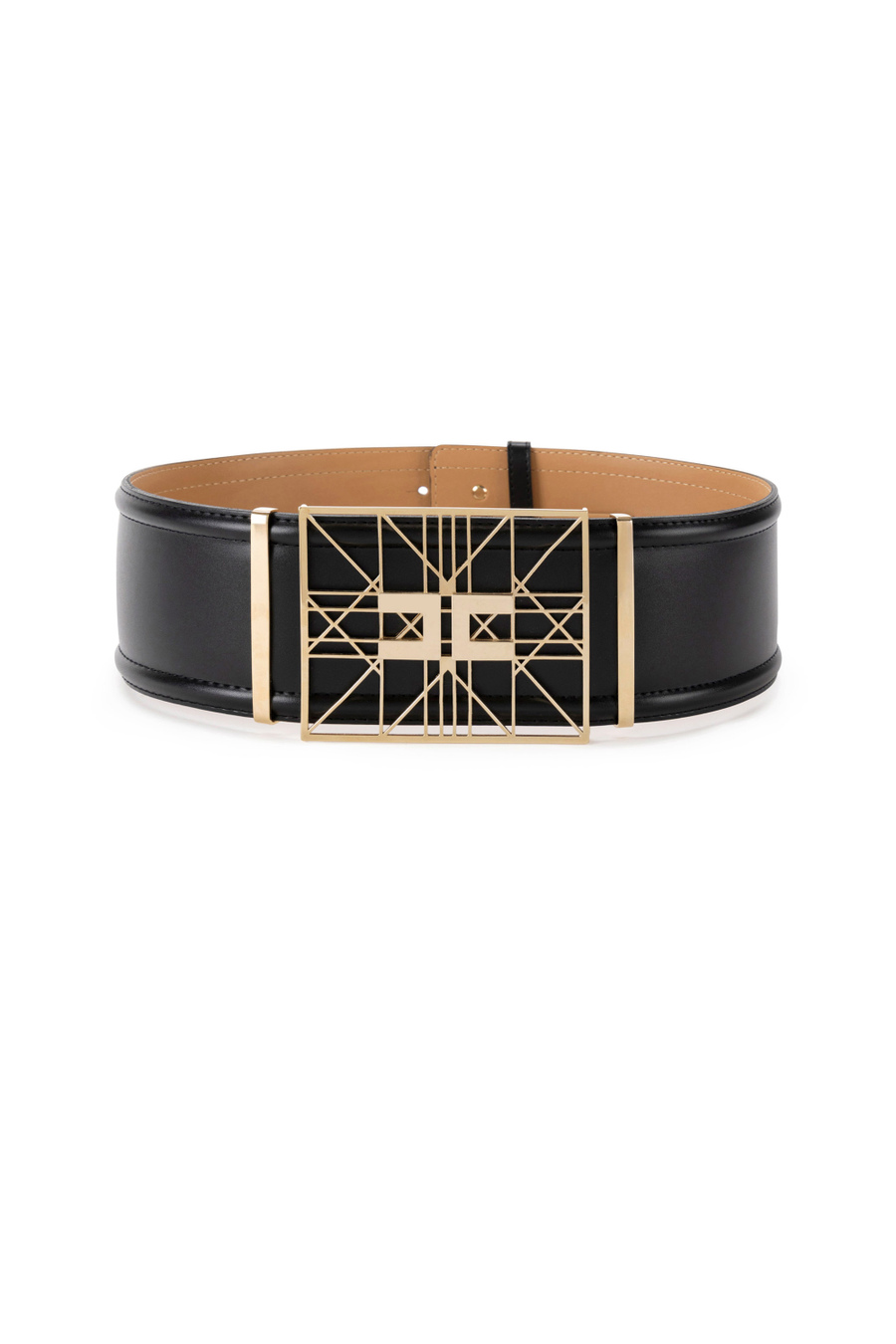 Faux leather wide belt with buckle - Elisabetta Franchi® Outlet
