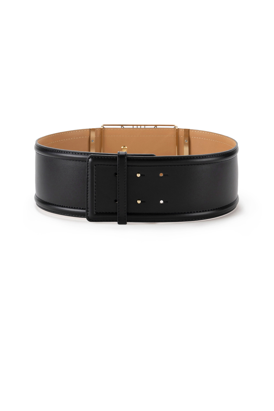 Faux leather wide belt with buckle - Elisabetta Franchi® Outlet