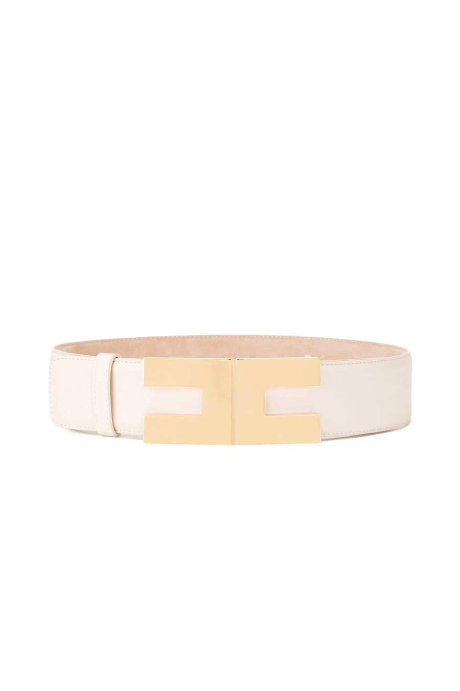 Narrow belt with gold logo - Elisabetta Franchi® Outlet