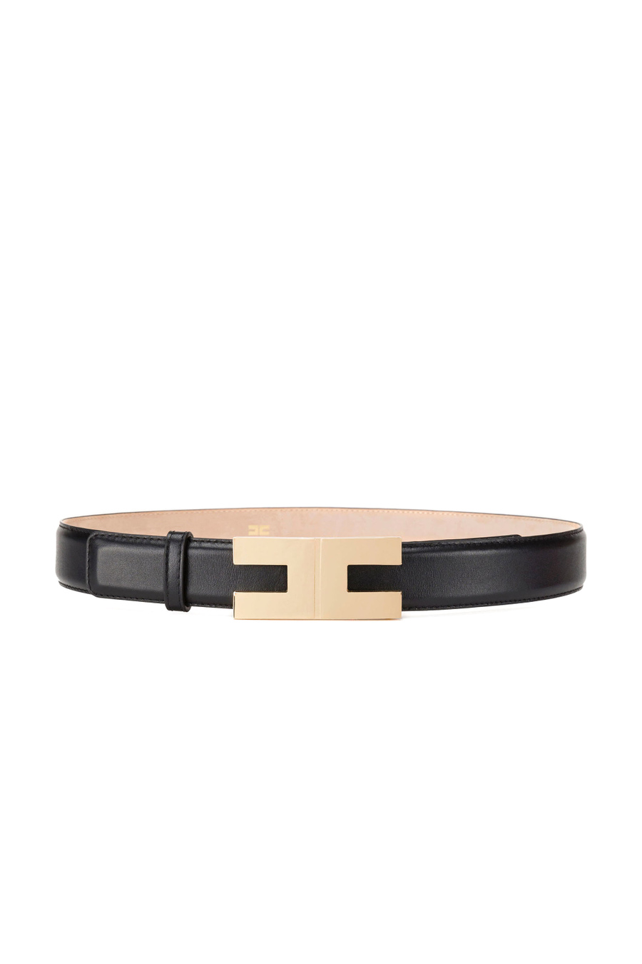 Narrow belt with gold logo - Elisabetta Franchi® Outlet