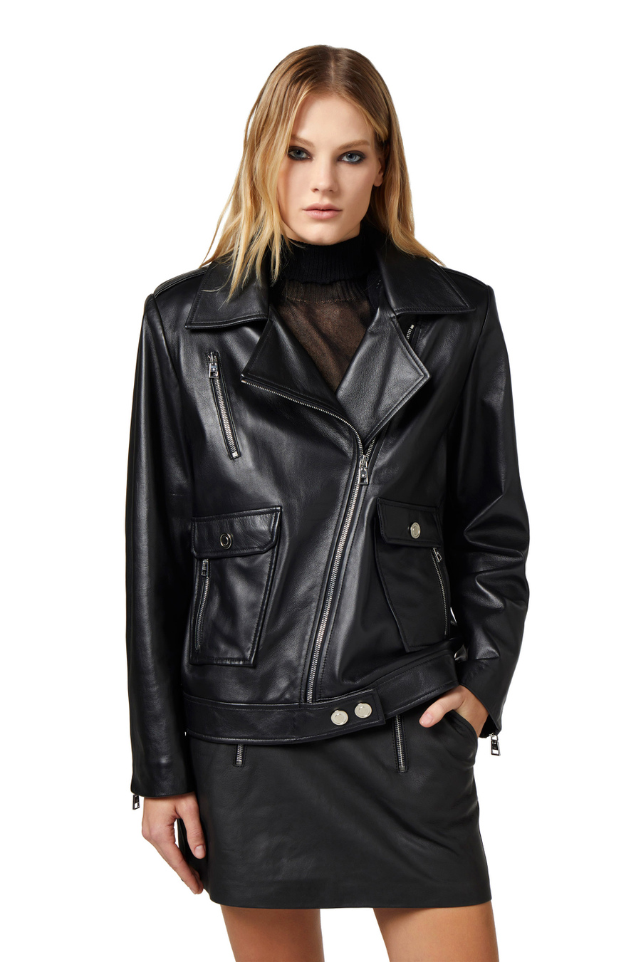 Leather biker jacket - Elisabetta Franchi® Outlet