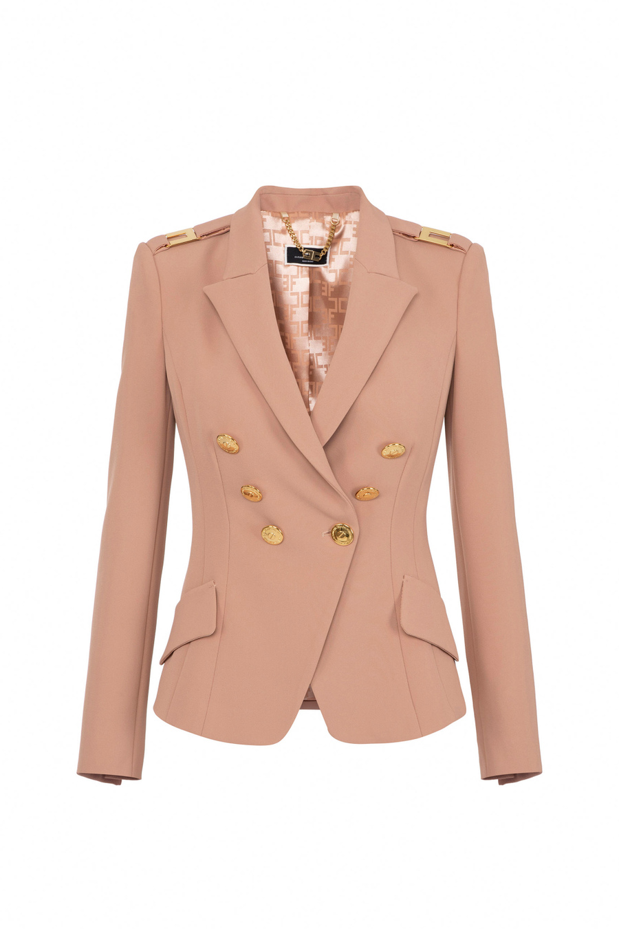 Double-breasted crêpe jacket - Elisabetta Franchi® Outlet