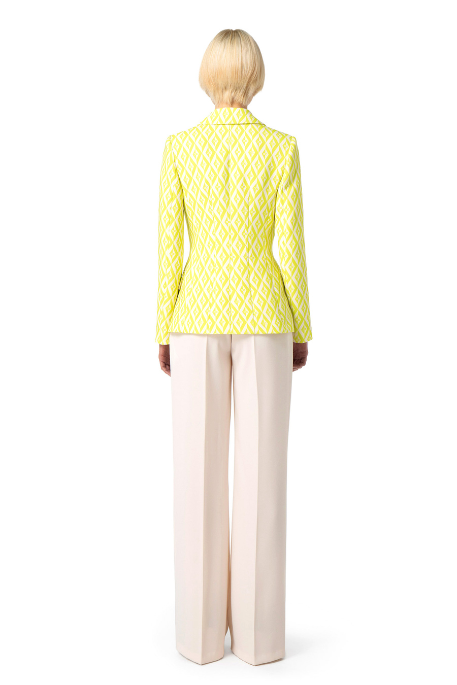 Jacket in crêpe with diamond print - Elisabetta Franchi® Outlet