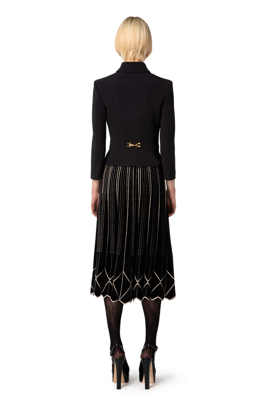 Crop jacket in crêpe fabric - Elisabetta Franchi® Outlet