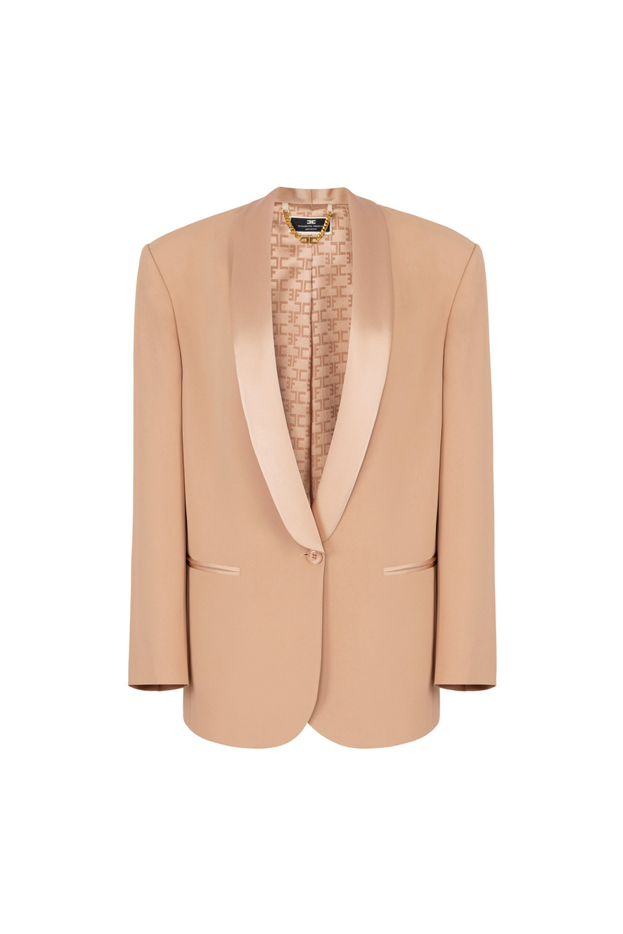 Crêpe jacket with satin shawl lapel - Elisabetta Franchi® Outlet