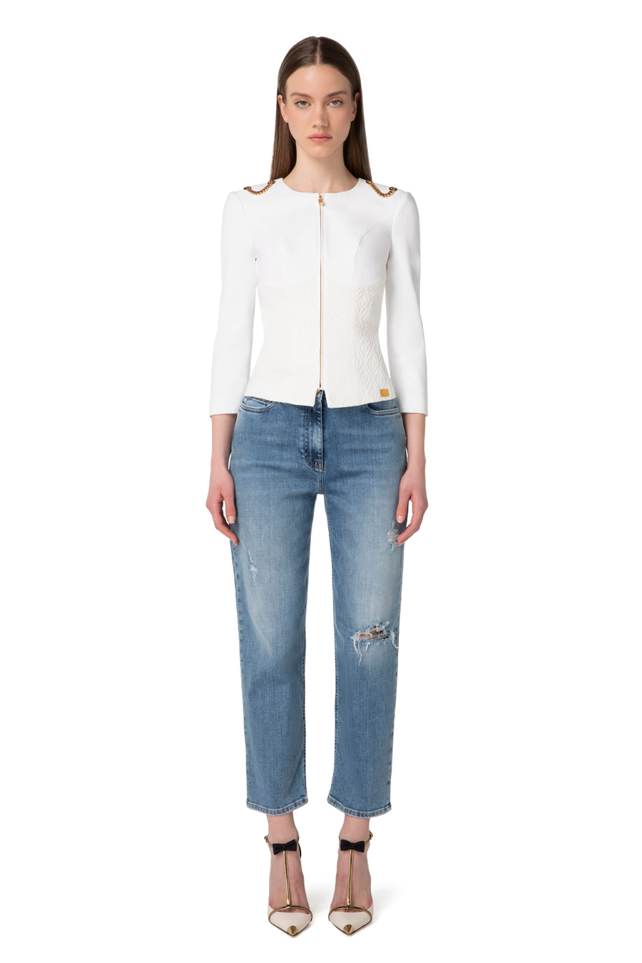Jersey jacket with chains - Elisabetta Franchi® Outlet