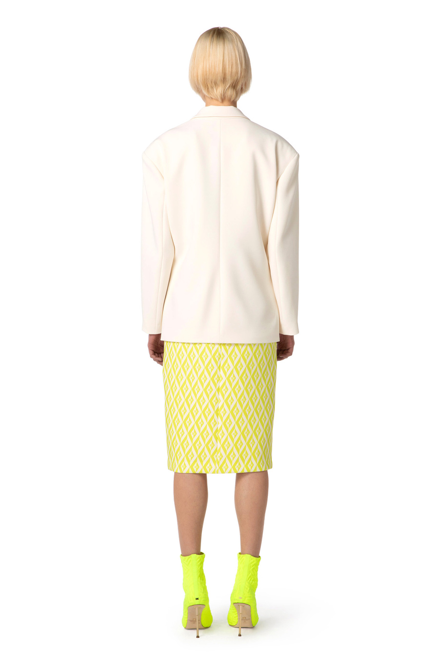 Double layer crêpe double-breasted jacket - Elisabetta Franchi® Outlet