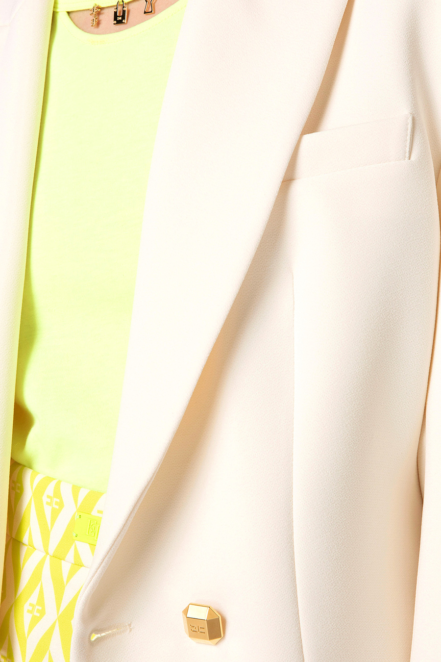 Double layer crêpe double-breasted jacket - Elisabetta Franchi® Outlet