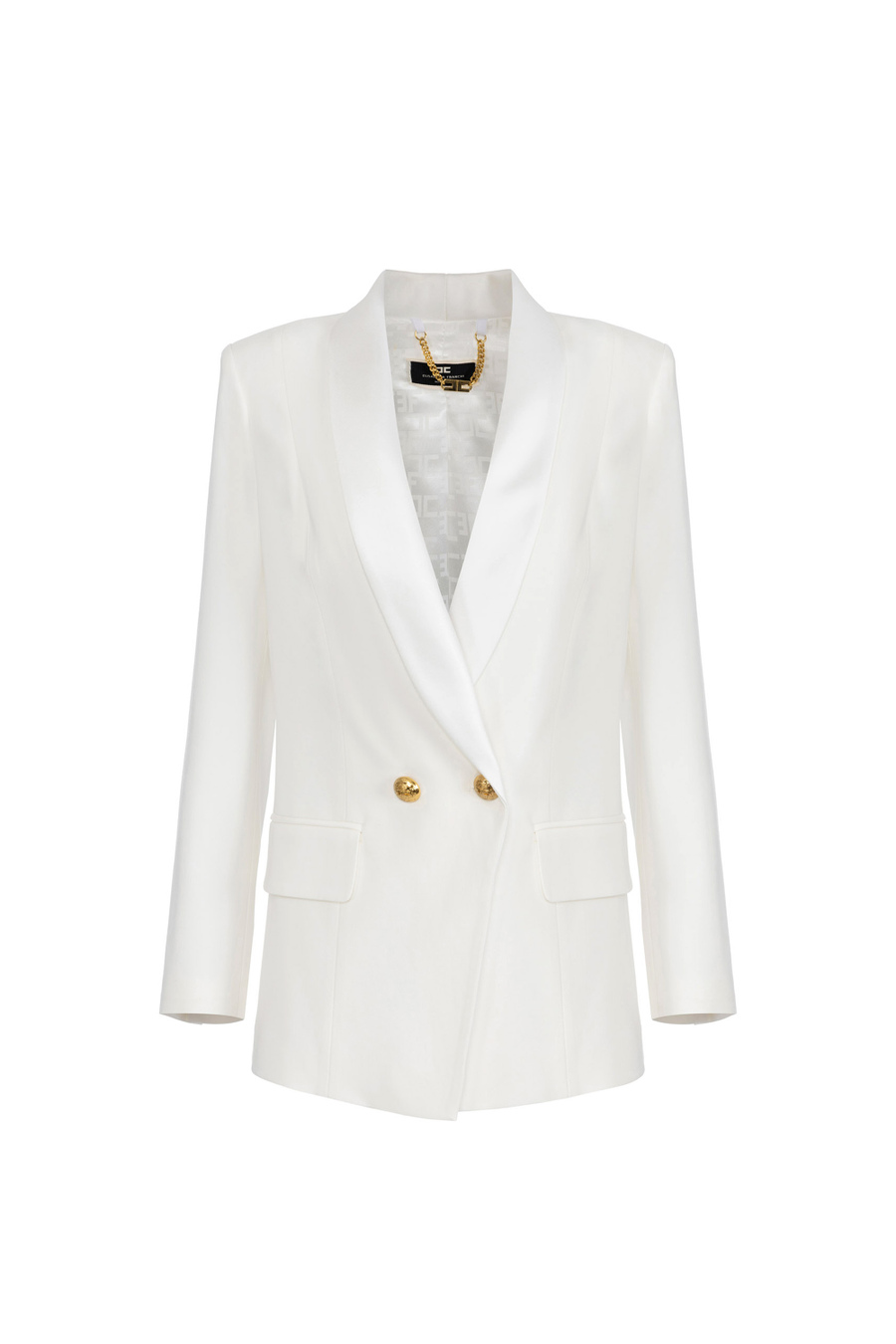 Viscose double-breasted jacket with shawl lapel - Elisabetta Franchi® Outlet