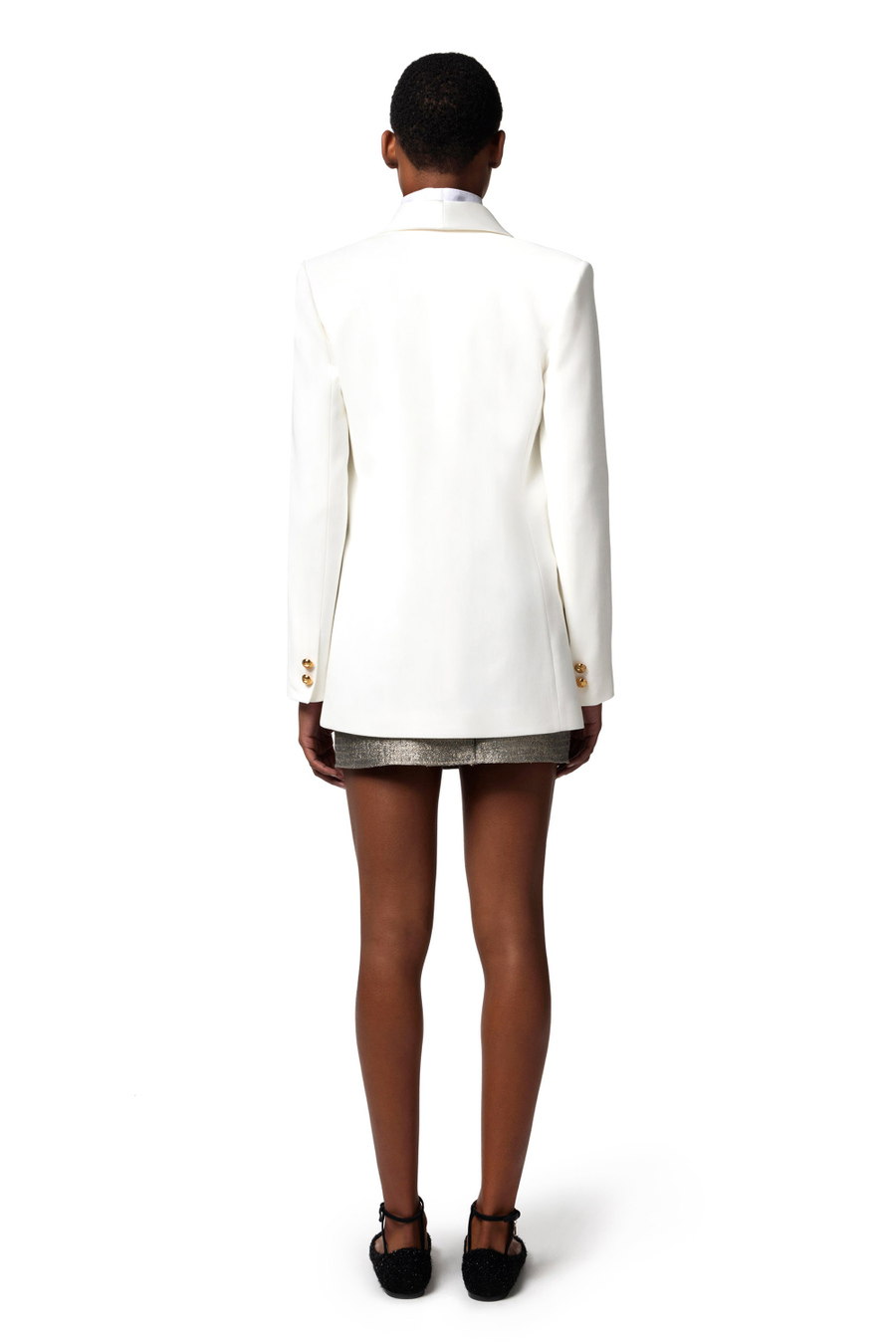 Viscose double-breasted jacket with shawl lapel - Elisabetta Franchi® Outlet