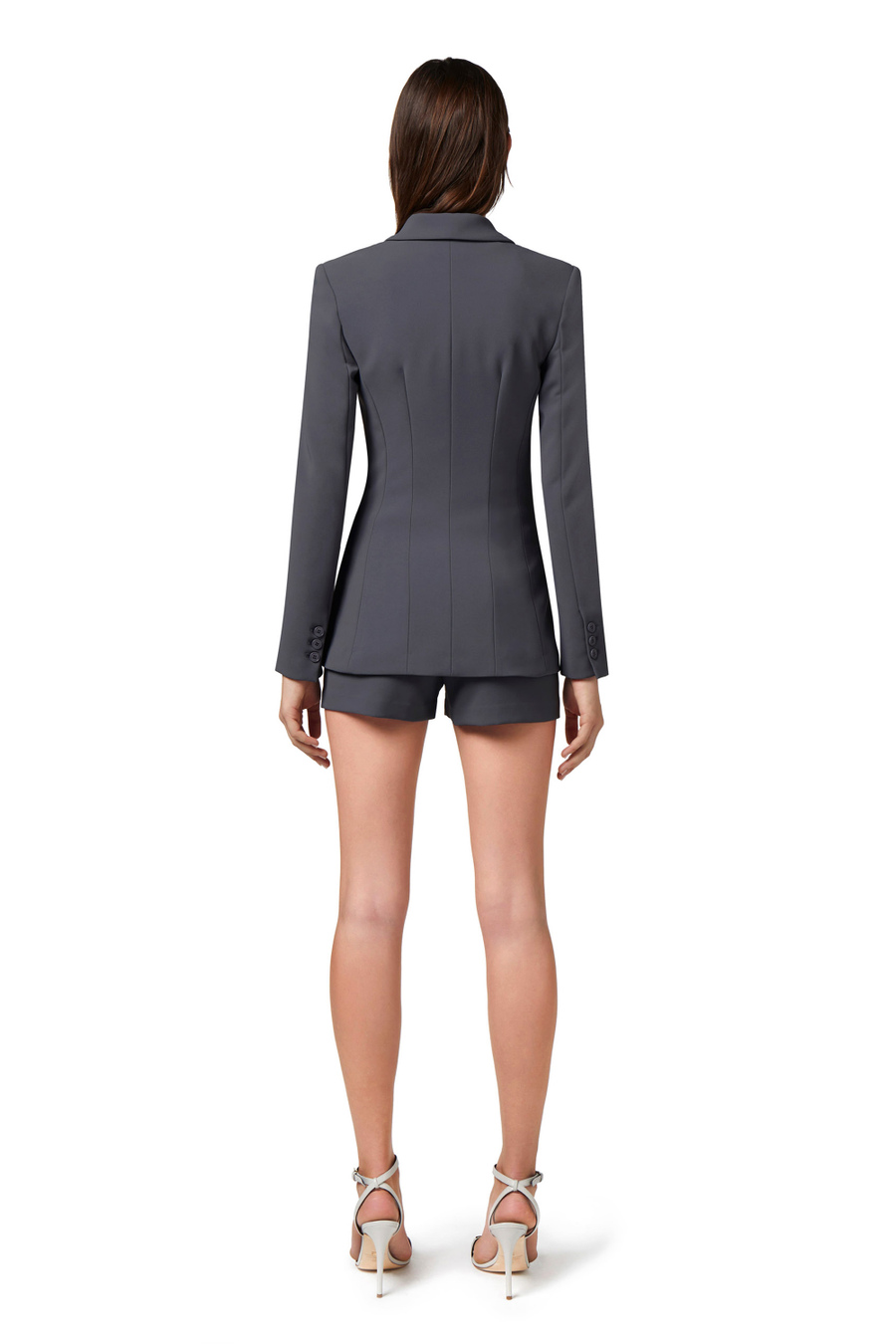 Jacke aus Stretch-Crêpe mit steigendem Revers - Elisabetta Franchi® Outlet