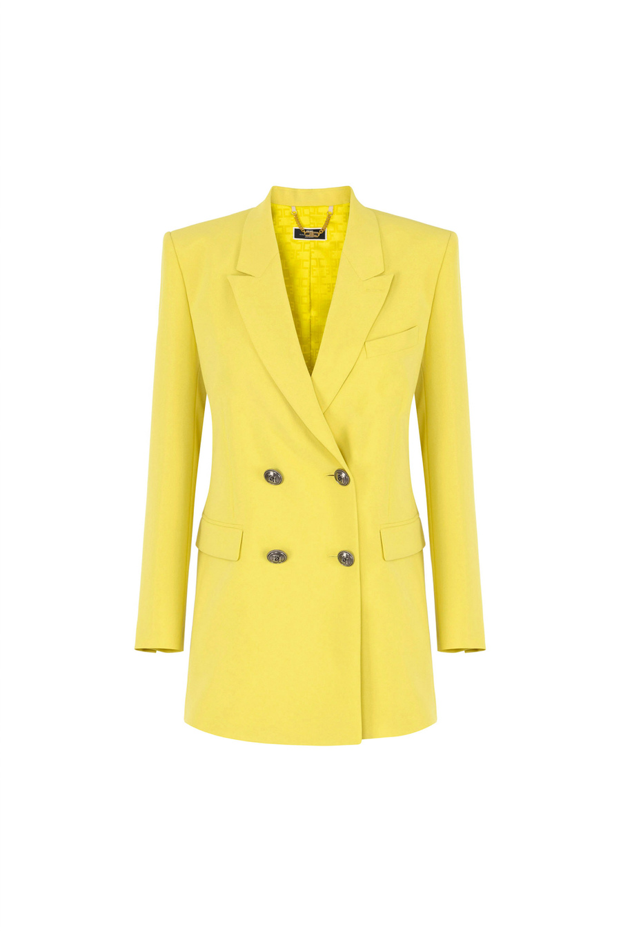 Crêpe double-breasted jacket with peak lapels - Elisabetta Franchi® Outlet