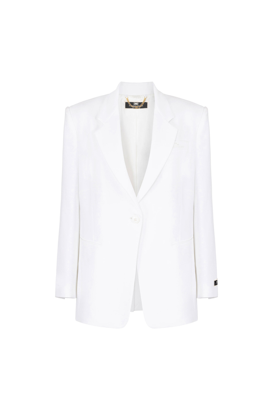 Jacket in crêpe fabric with logo label - Elisabetta Franchi® Outlet