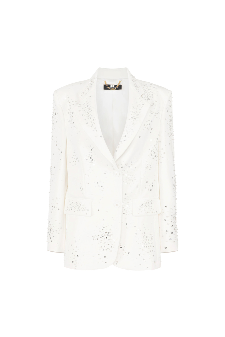 Crêpe jacket with rhinestone embroidery - Elisabetta Franchi® Outlet