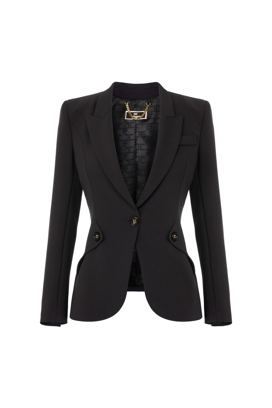 Double layer crêpe jacket with flaps - Elisabetta Franchi® Outlet