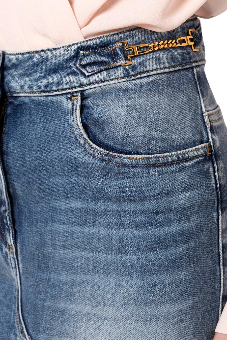 Long denim skirt - Elisabetta Franchi® Outlet