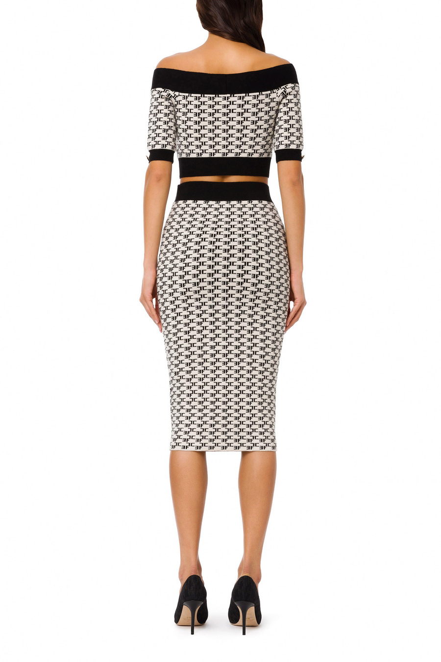 Longuette in knitted monogram lettering - Elisabetta Franchi® Outlet