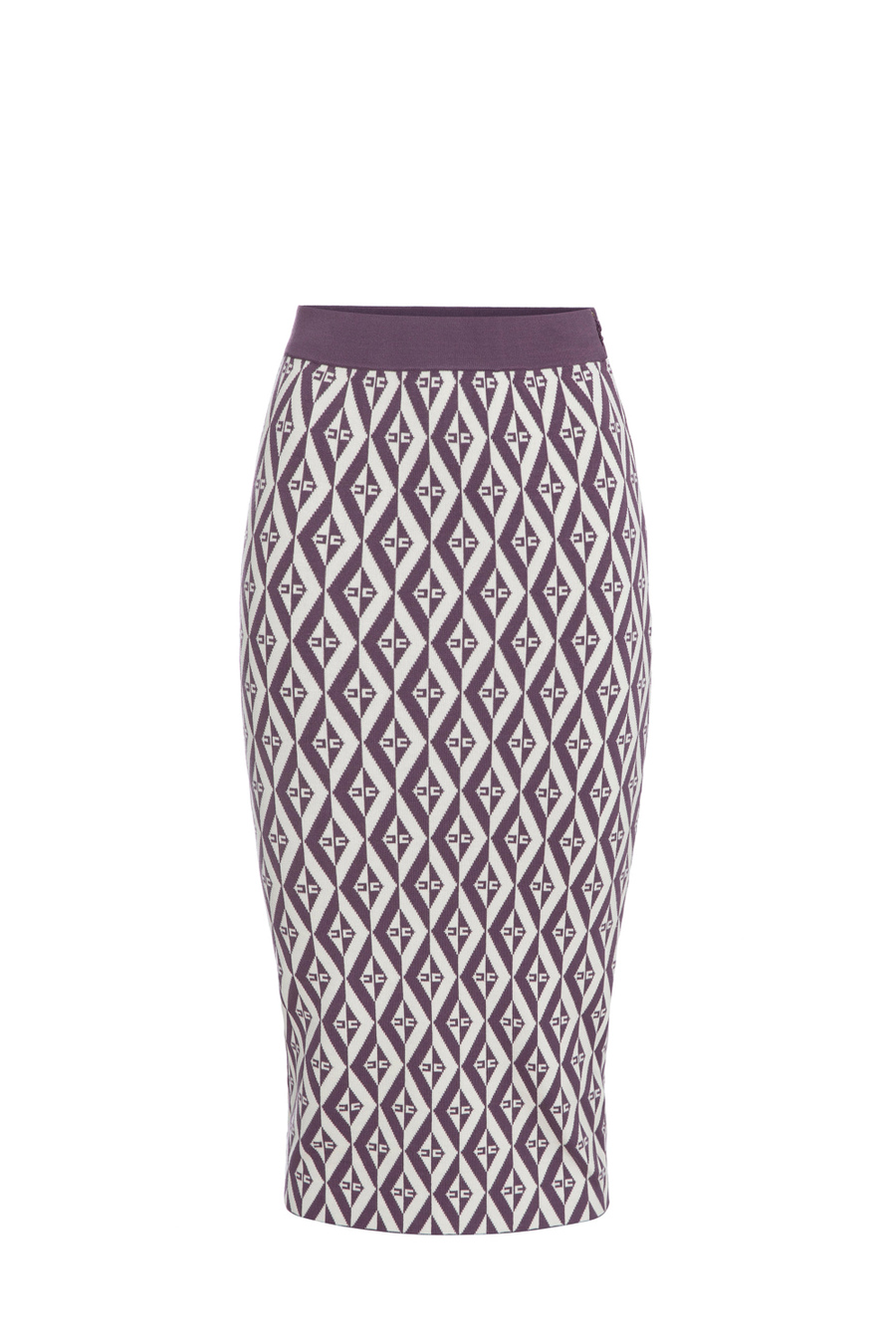 Knit calf-length skirt with diamond print - Elisabetta Franchi® Outlet