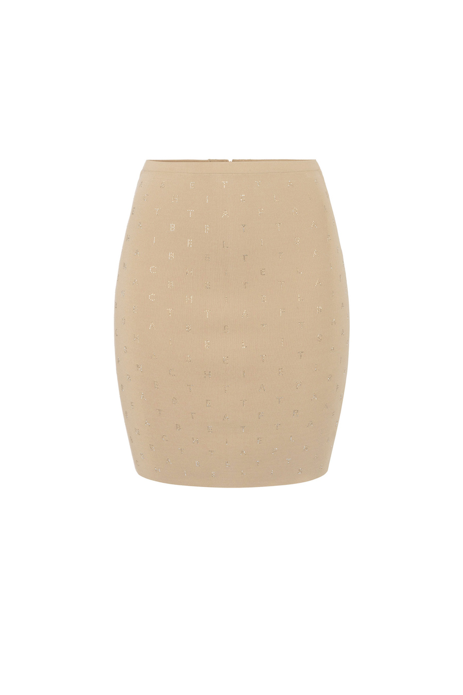 Miniskirt in viscose with rhinestone lettering - Elisabetta Franchi® Outlet