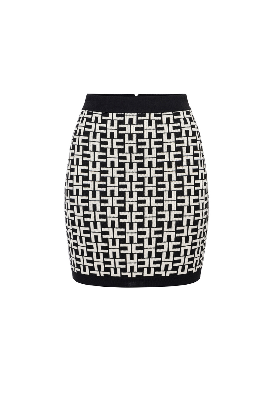 Jacquard logo viscose miniskirt - Elisabetta Franchi® Outlet