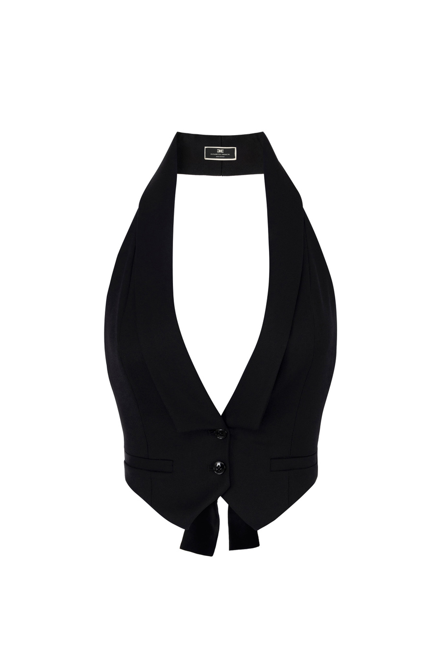 Cool wool waistcoat with sash belt - Elisabetta Franchi® Outlet