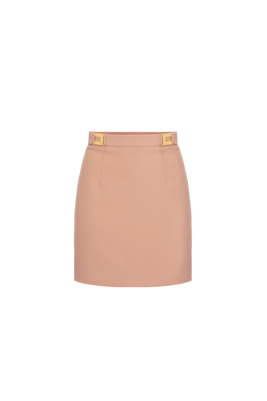 Crêpe miniskirt with logo plaques - Elisabetta Franchi® Outlet