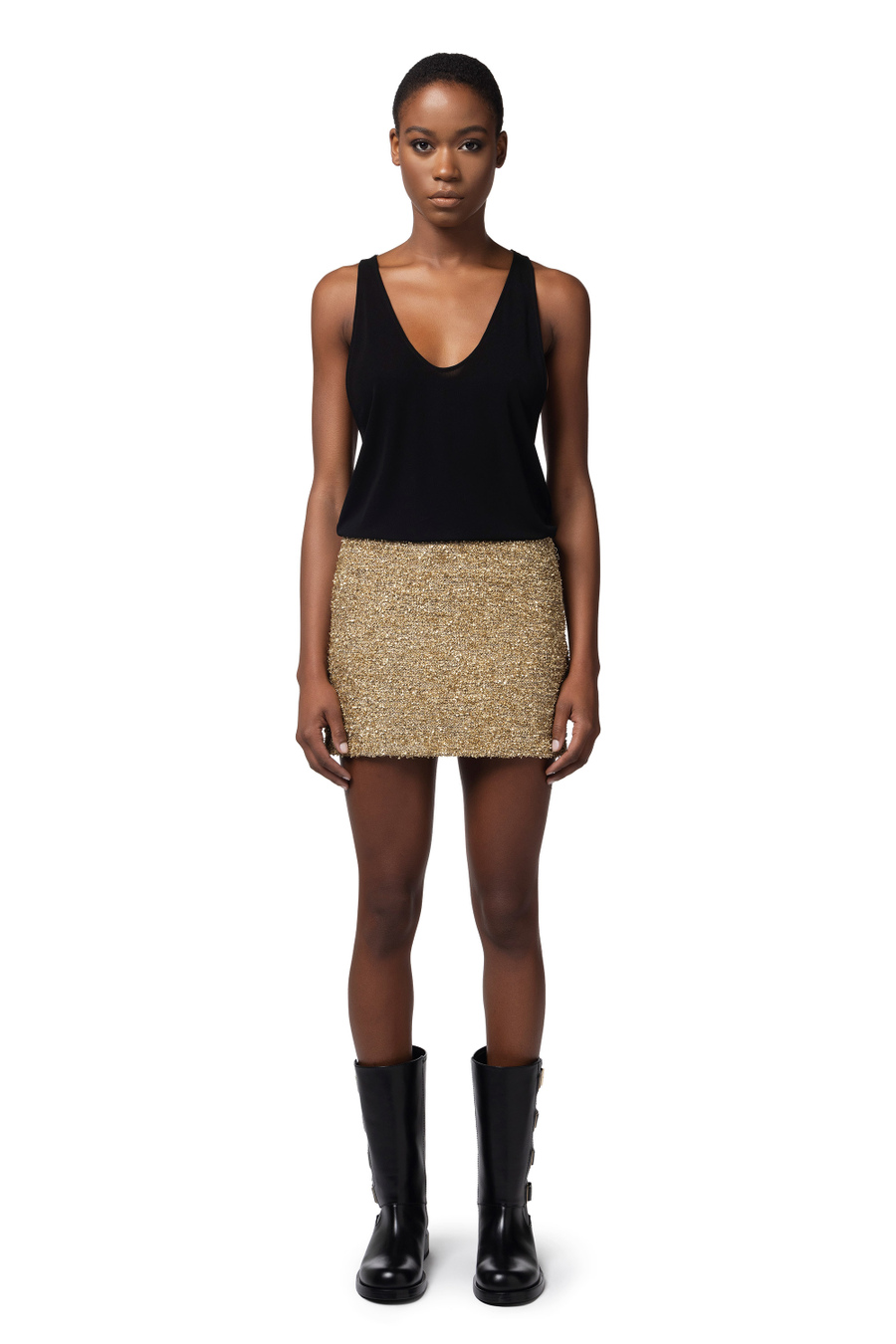 Lurex tweed miniskirt - Elisabetta Franchi® Outlet